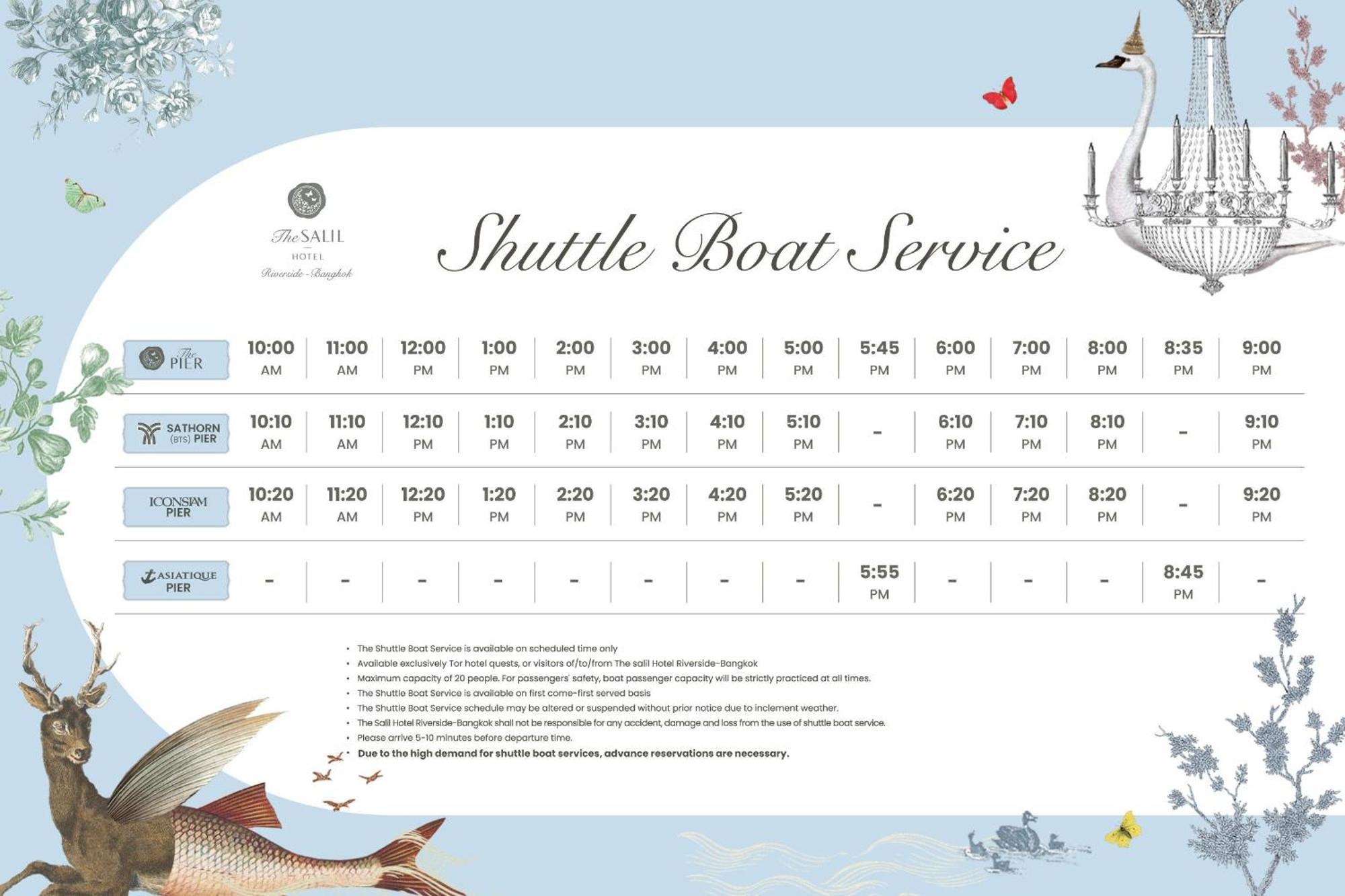 The Salil Hotel Riverside בנגקוק מראה חיצוני תמונה Shuttle boat service timetable